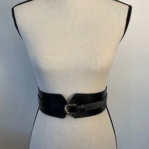 Black stretchy belt with gold buckle